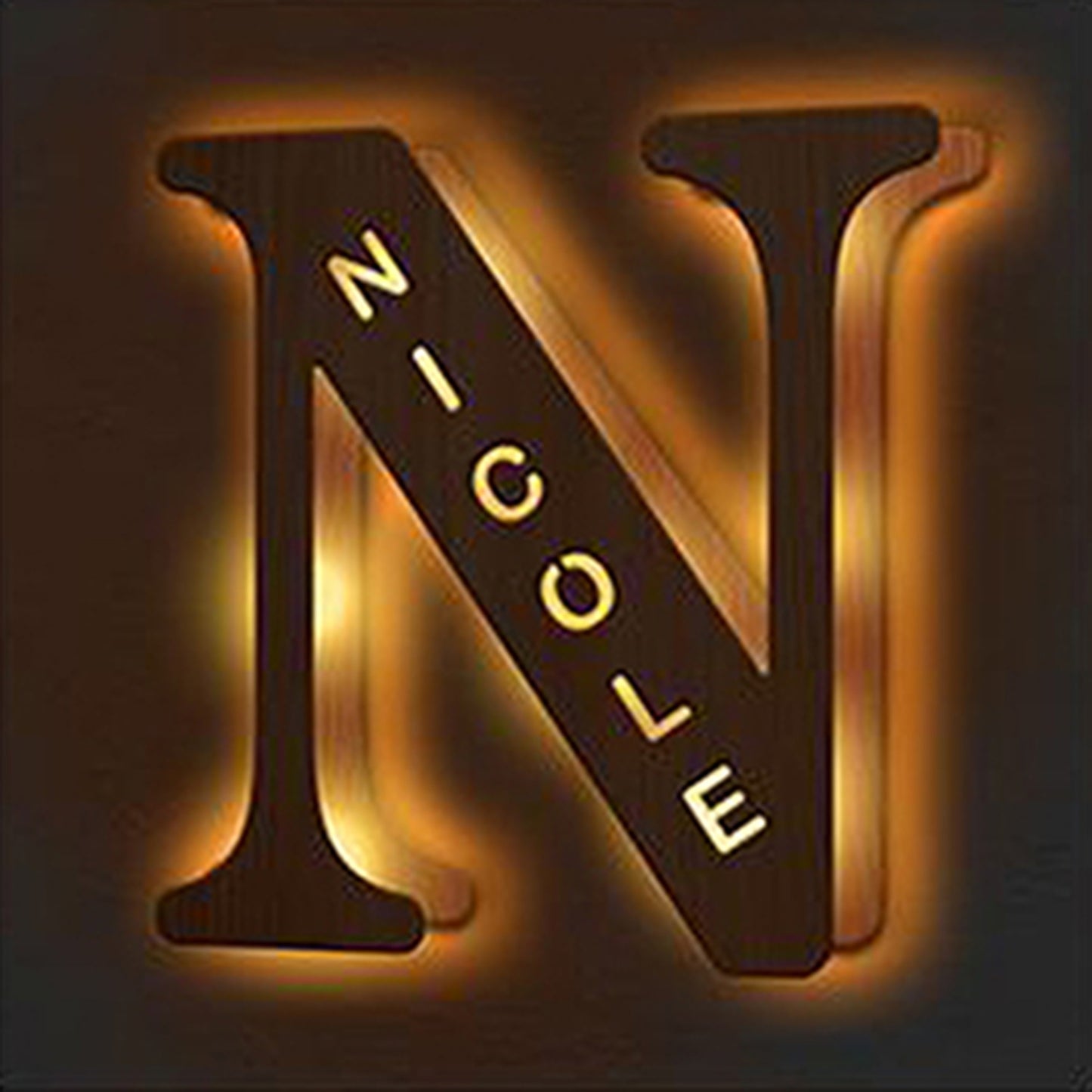 WOODEN NAME LETTER NIGHT LIGHT