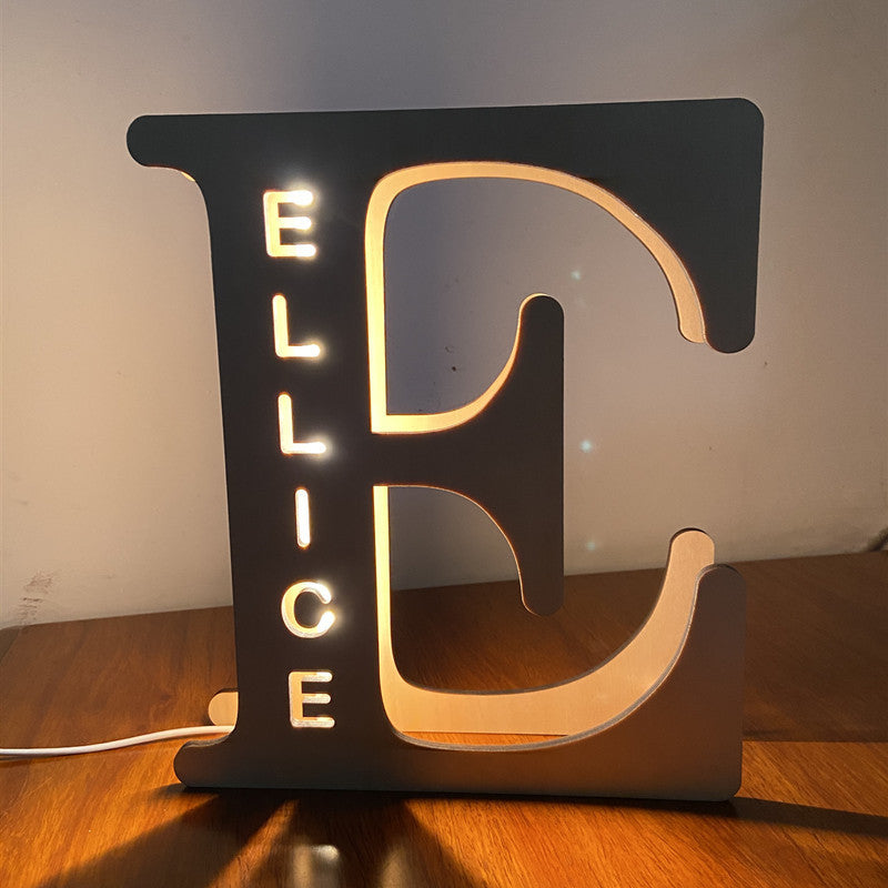 WOODEN NAME LETTER NIGHT LIGHT