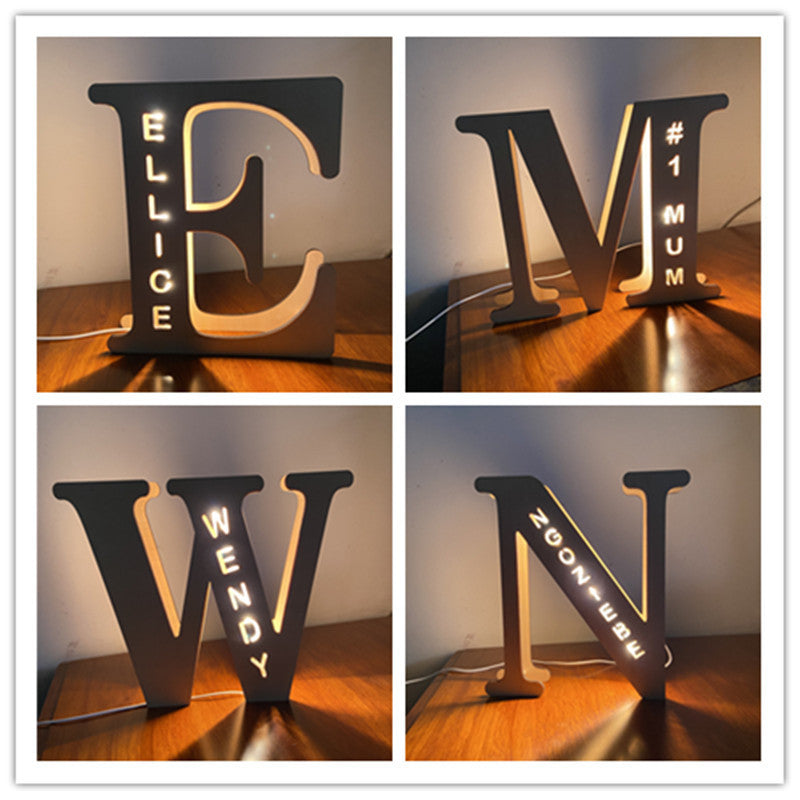 WOODEN NAME LETTER NIGHT LIGHT