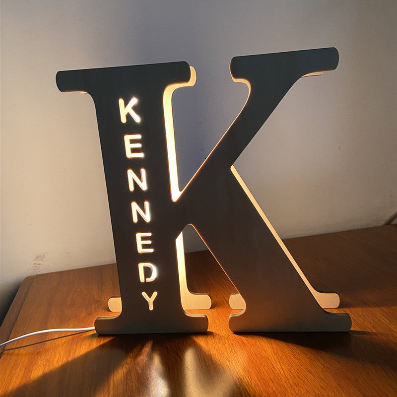 WOODEN NAME LETTER NIGHT LIGHT