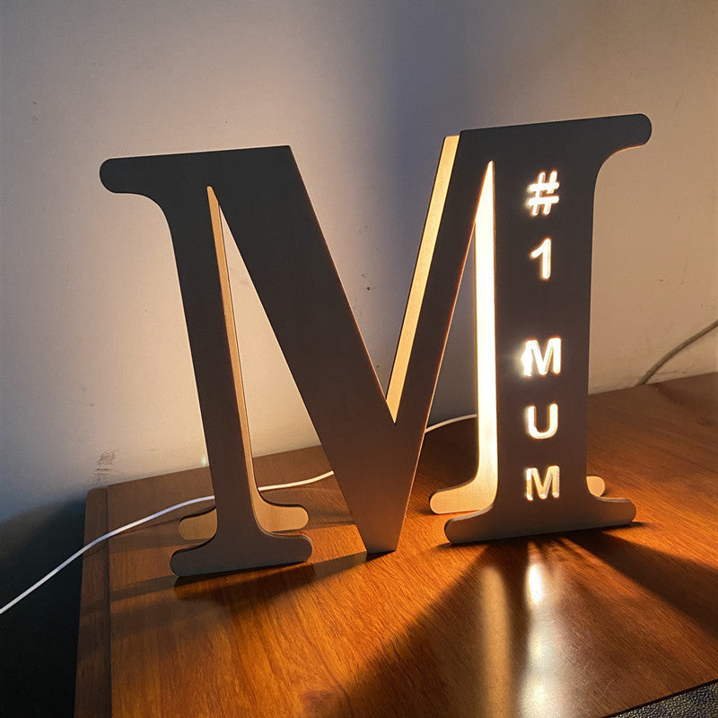WOODEN NAME LETTER NIGHT LIGHT