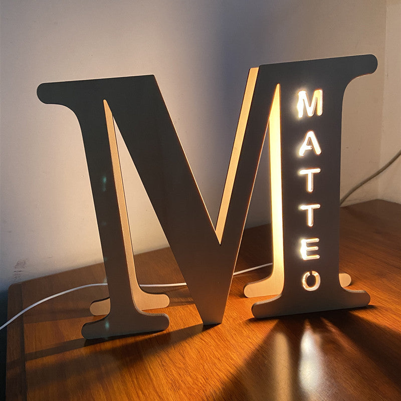 WOODEN NAME LETTER NIGHT LIGHT