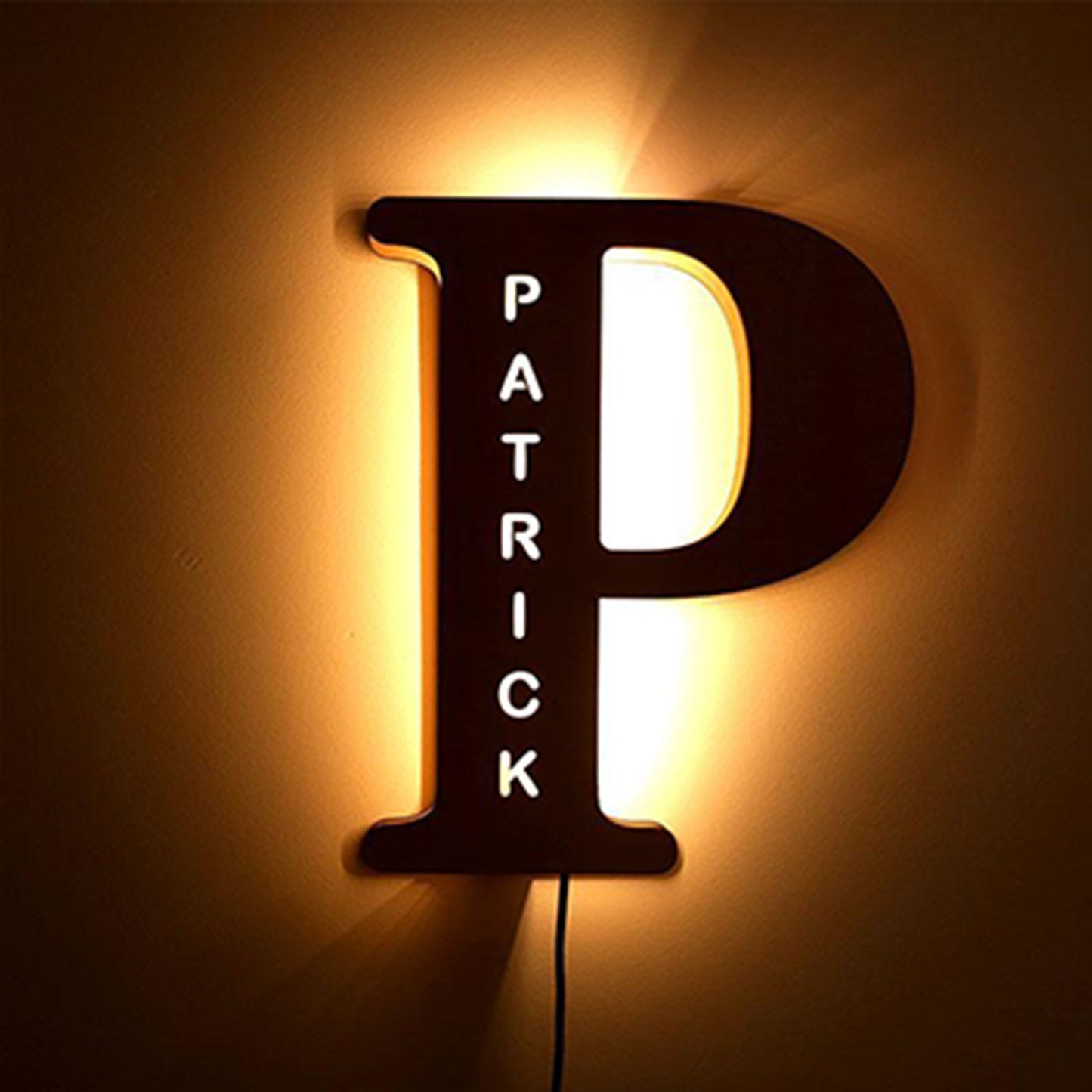 WOODEN NAME LETTER NIGHT LIGHT