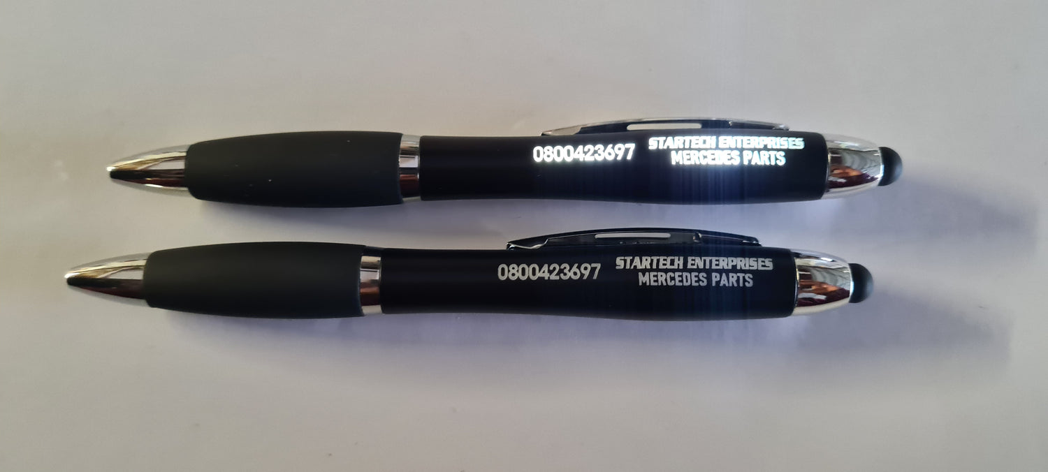 Laser engraved stylus pens