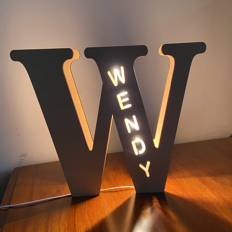 WOODEN NAME LETTER NIGHT LIGHT