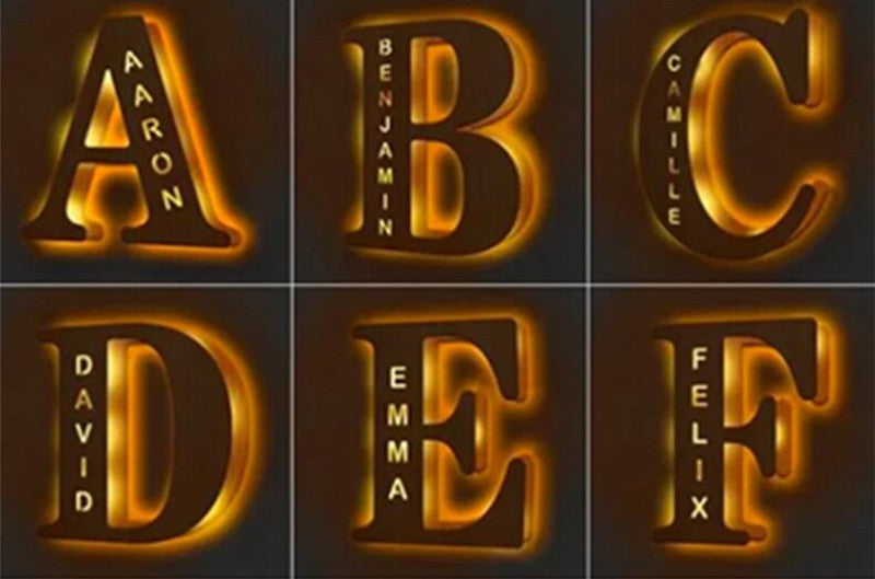 WOODEN NAME LETTER NIGHT LIGHT