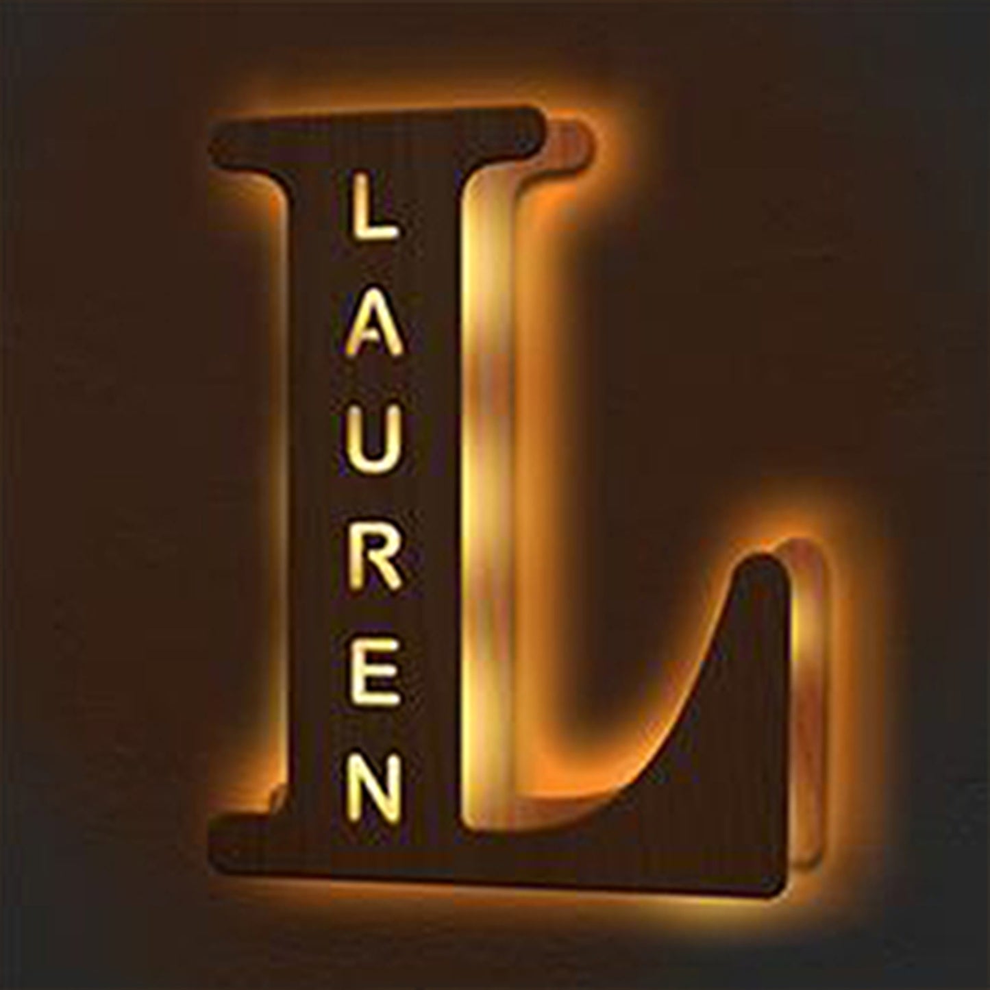 WOODEN NAME LETTER NIGHT LIGHT