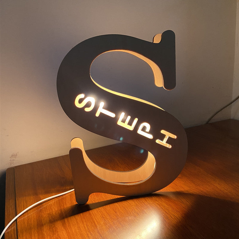 WOODEN NAME LETTER NIGHT LIGHT