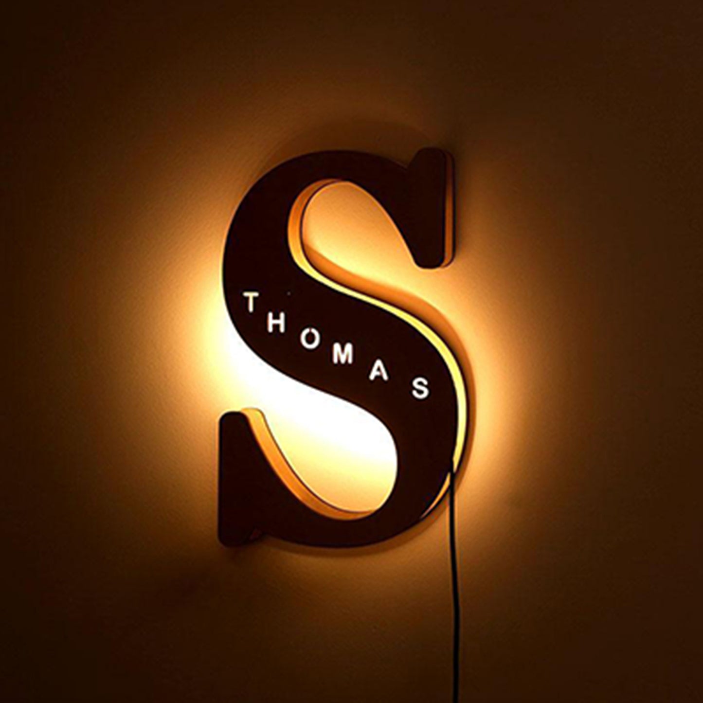 WOODEN NAME LETTER NIGHT LIGHT