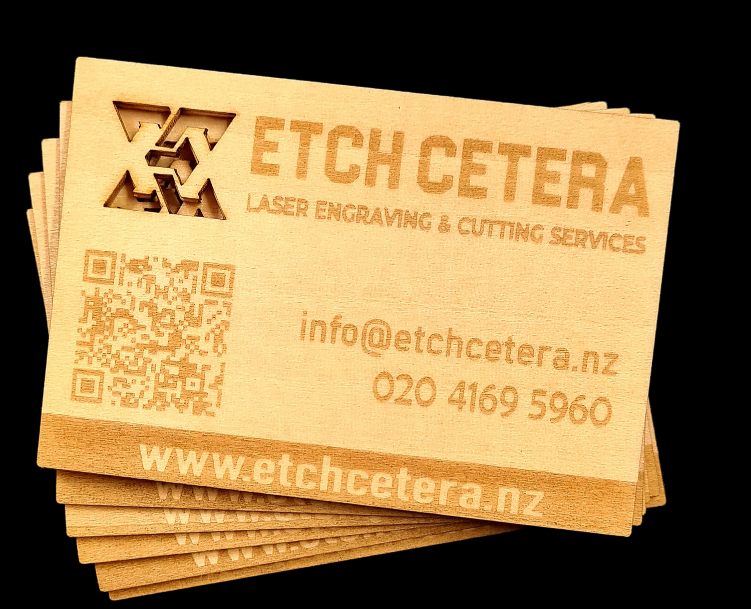 wooden business cards Laser engraved NZ