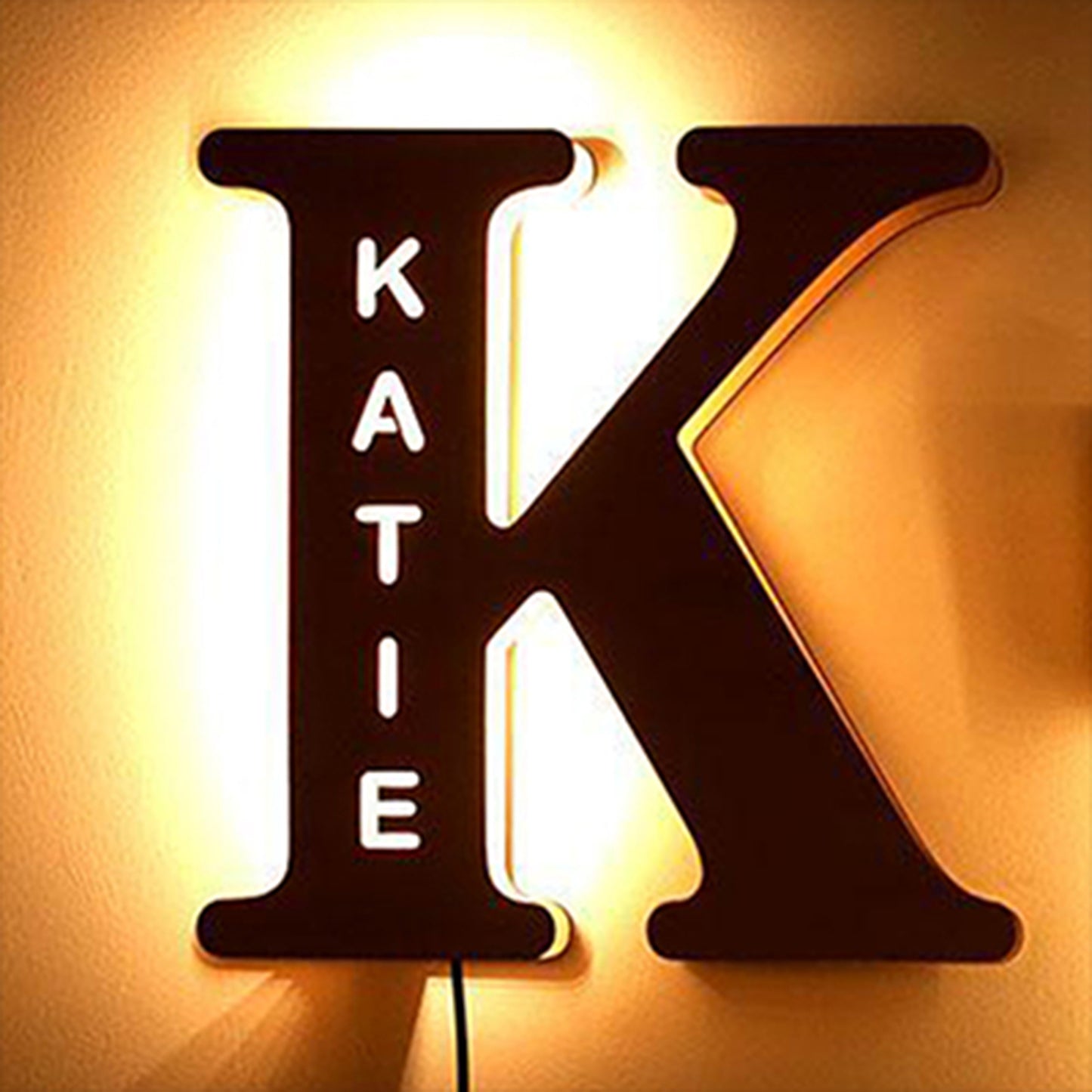 WOODEN NAME LETTER NIGHT LIGHT