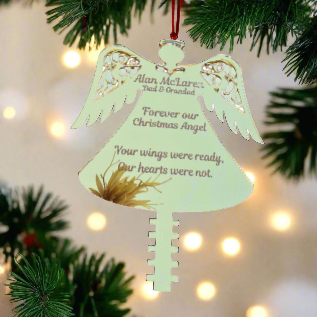 Personalised Mirror Tree Topper - Angel Wings