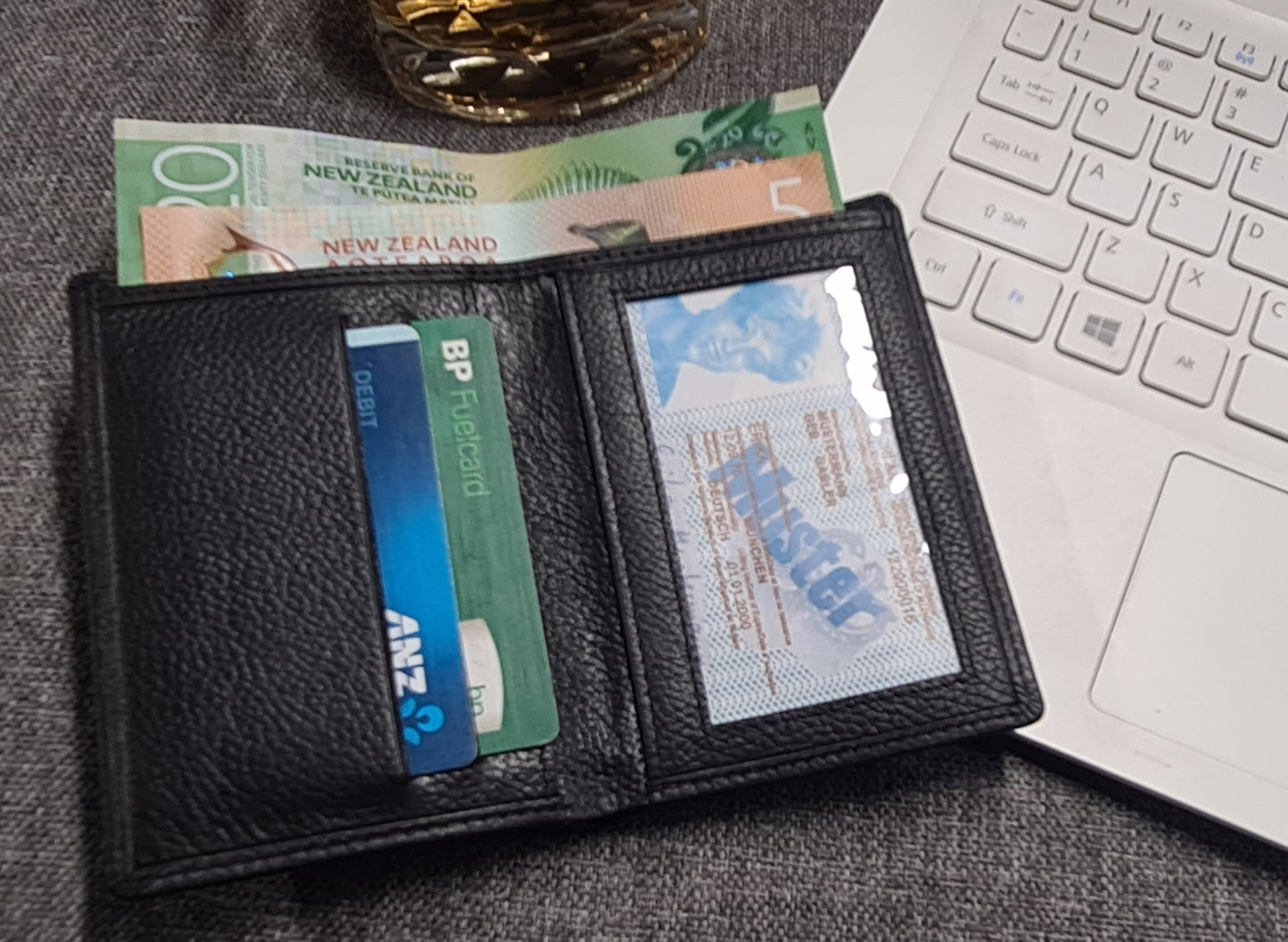 Personalised Slim Leather wallet - Unisex - Etch Cetera