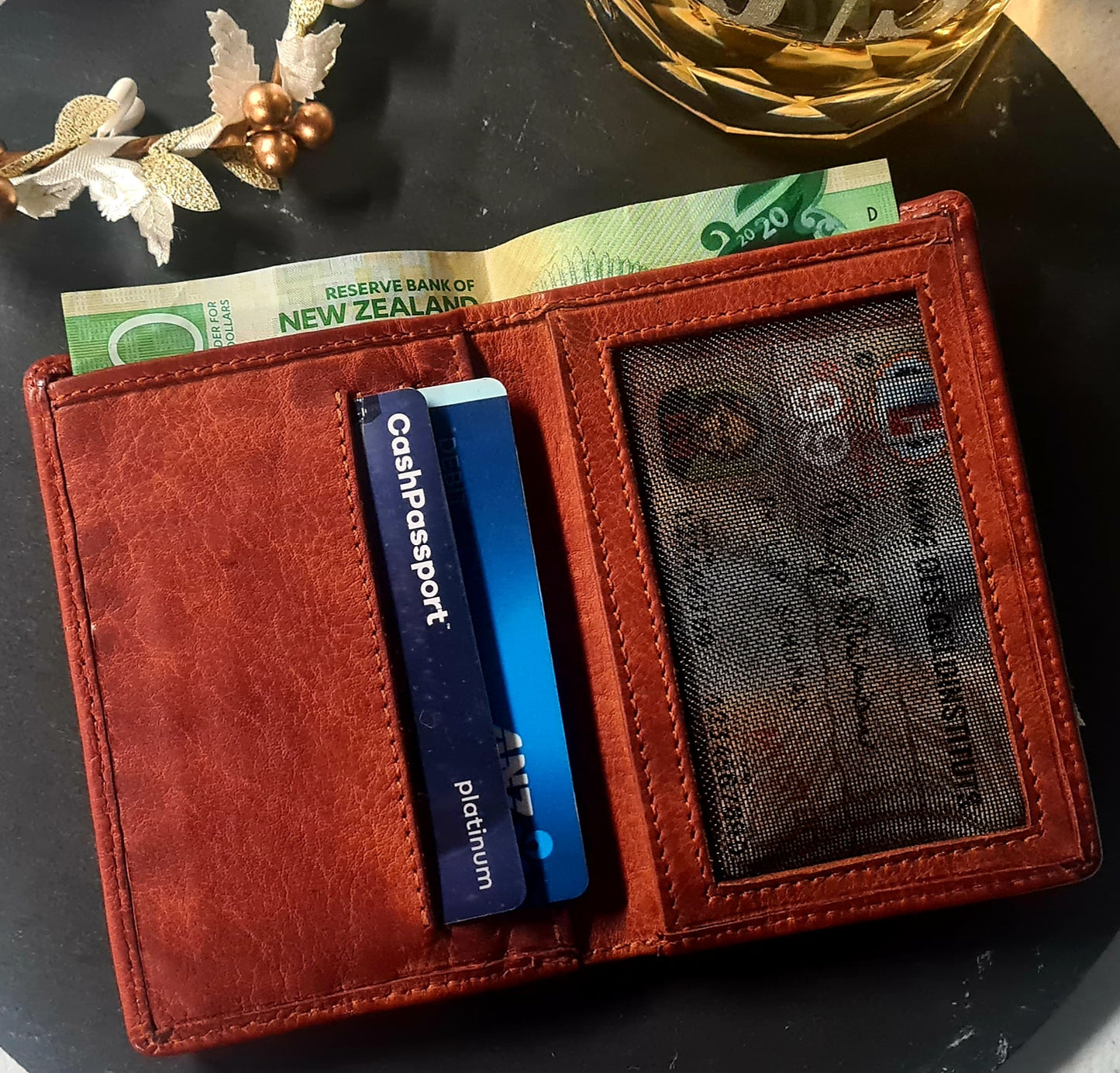 Personalised Slim Leather wallet - Unisex - Etch Cetera