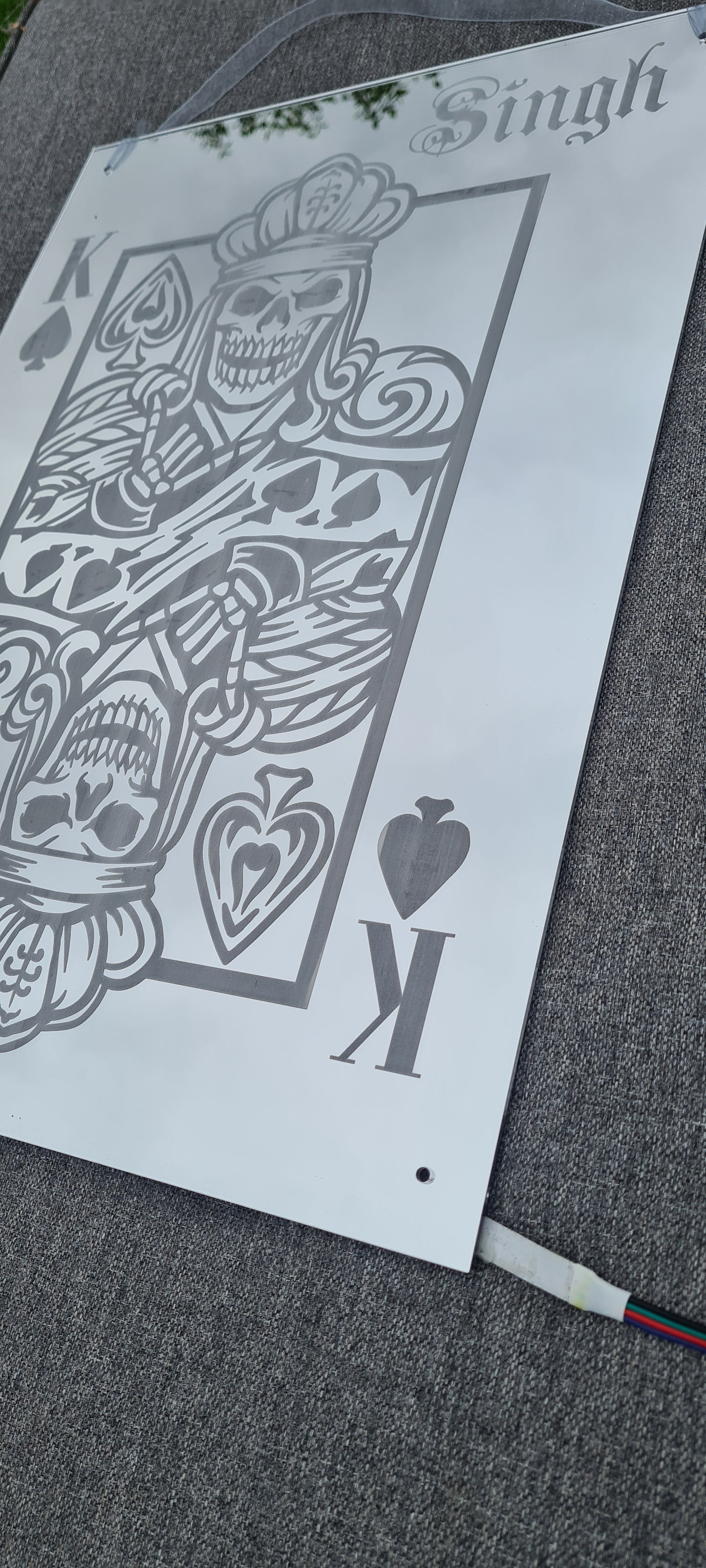Personalised Skull King of Spades LED sign - Etch Cetera