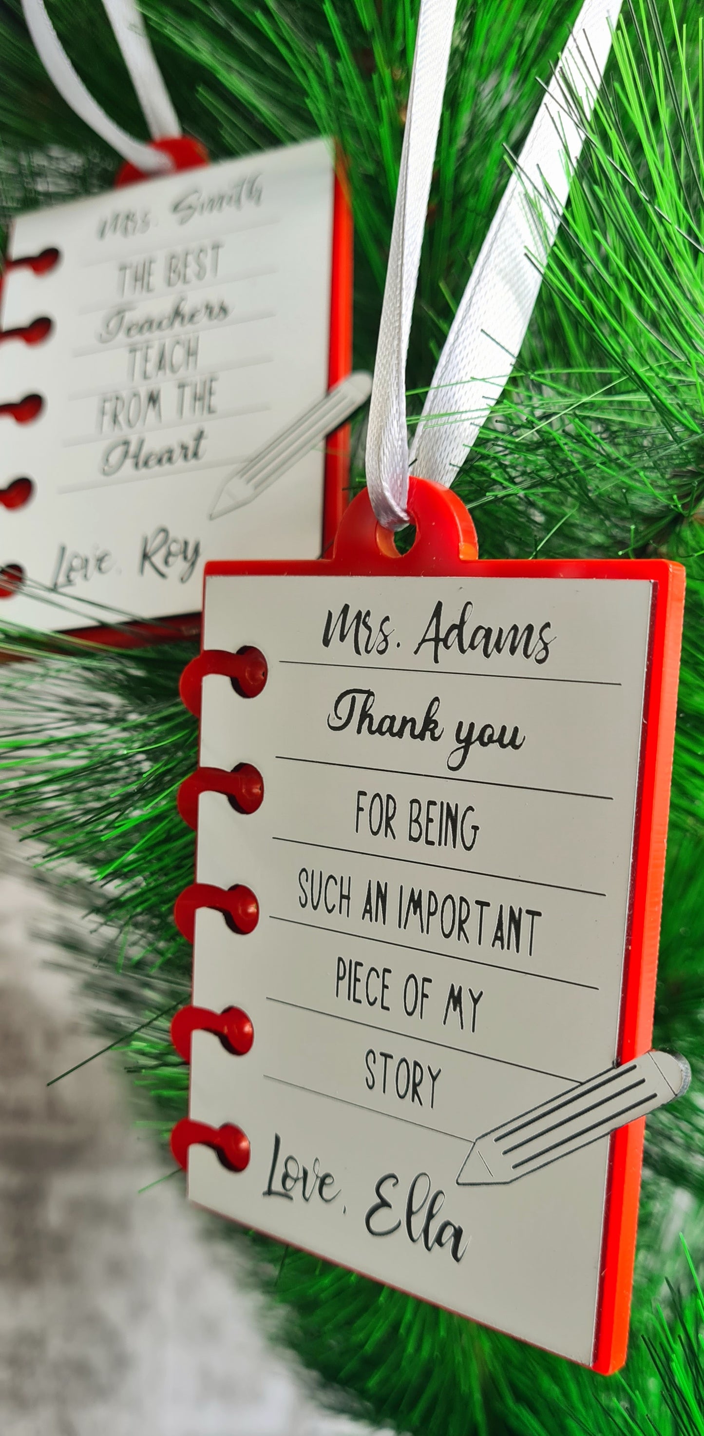 Teacher appreciation Christmas ornament - personalised