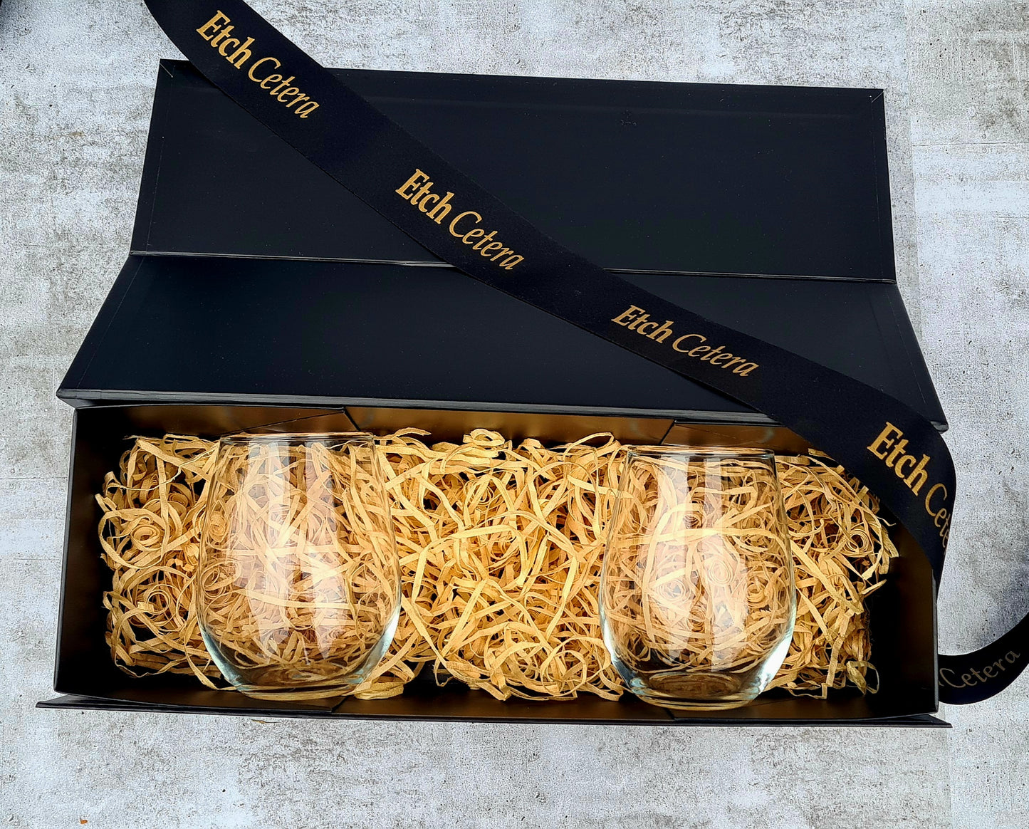 Personalised Stemless wine glass giftset