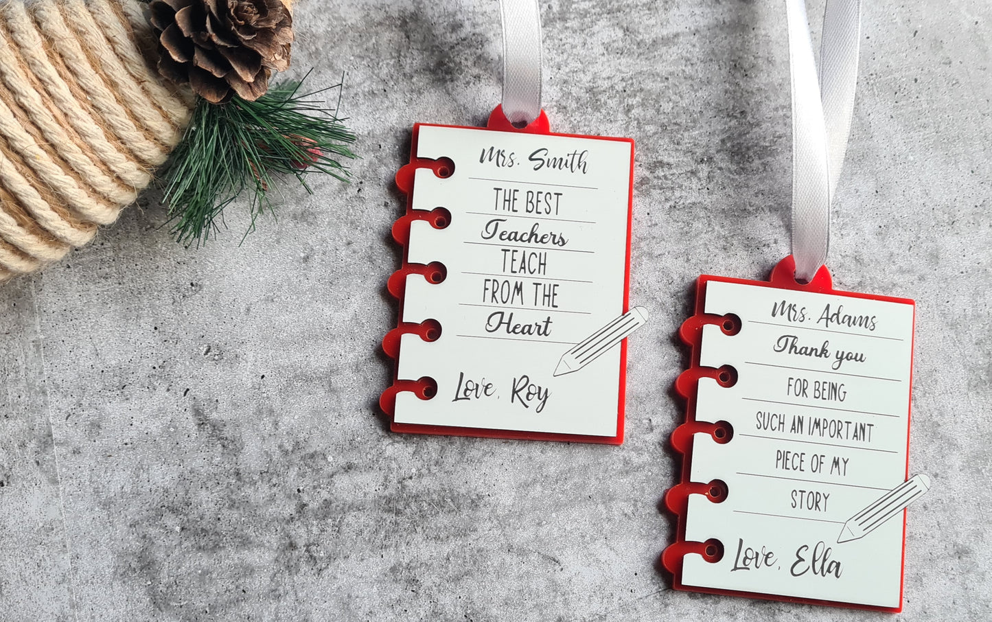Teacher appreciation Christmas ornament - personalised