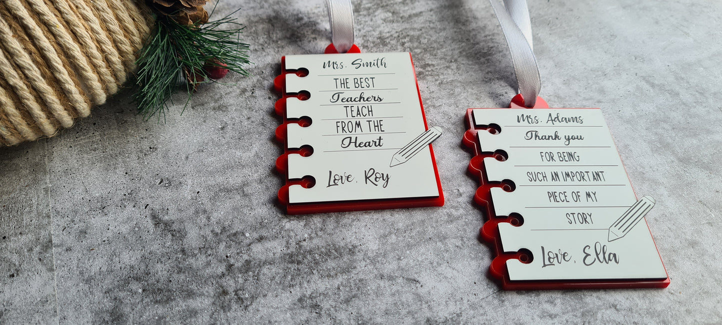 Teacher appreciation Christmas ornament - personalised
