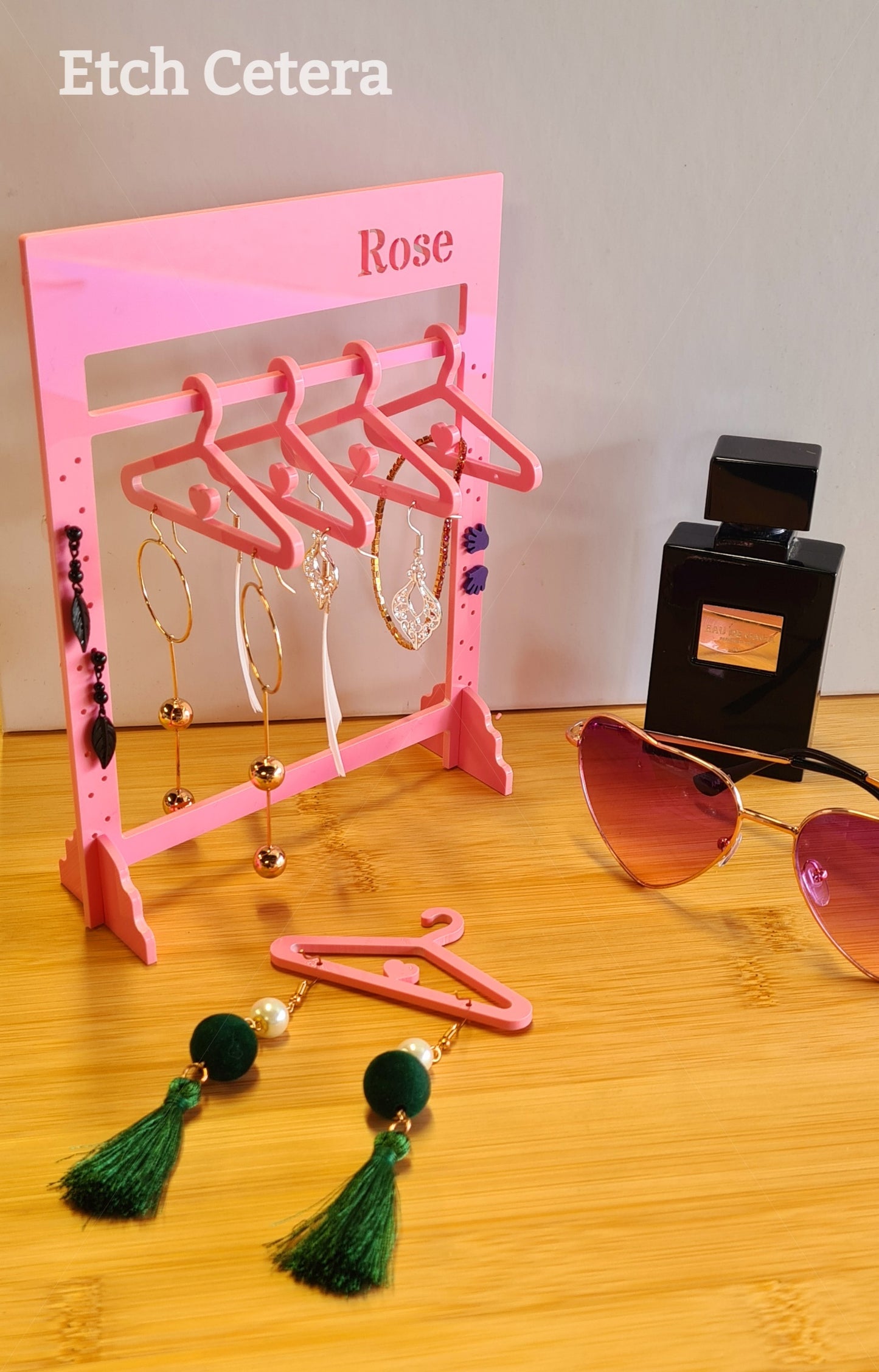 Personalised Earring Stand - Closet Style with Hangers - Etch Cetera