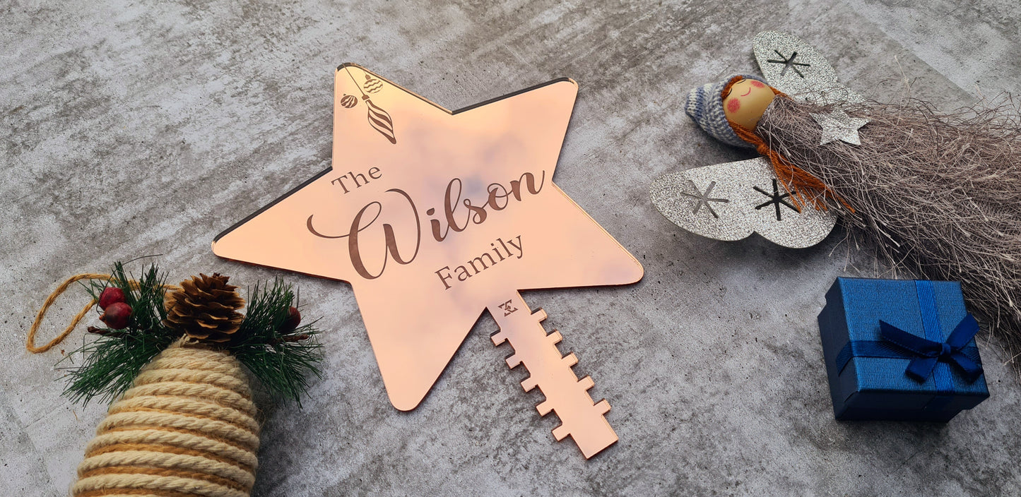 Personalised Christmas tree topper - mirror