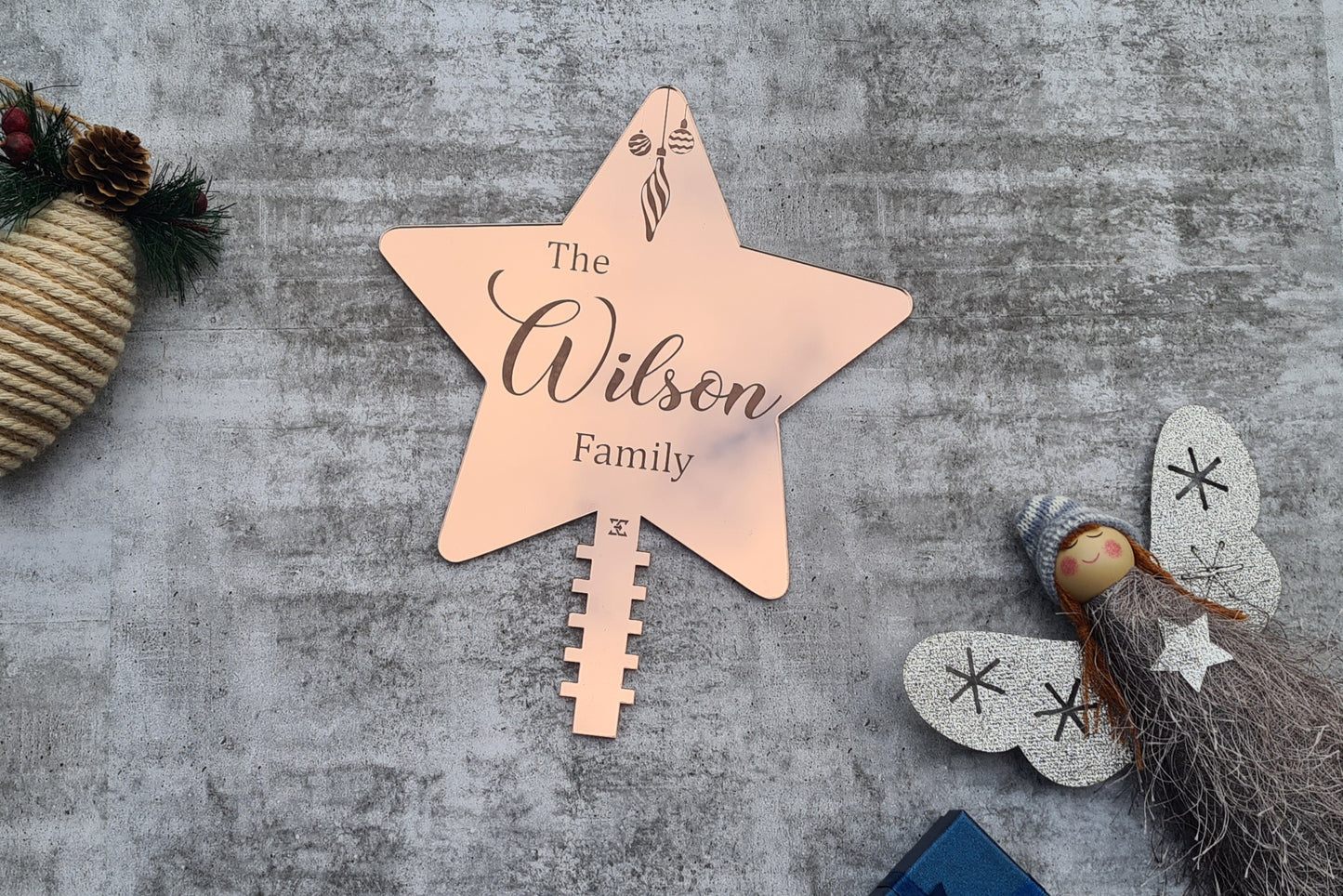 Personalised Christmas tree topper - mirror