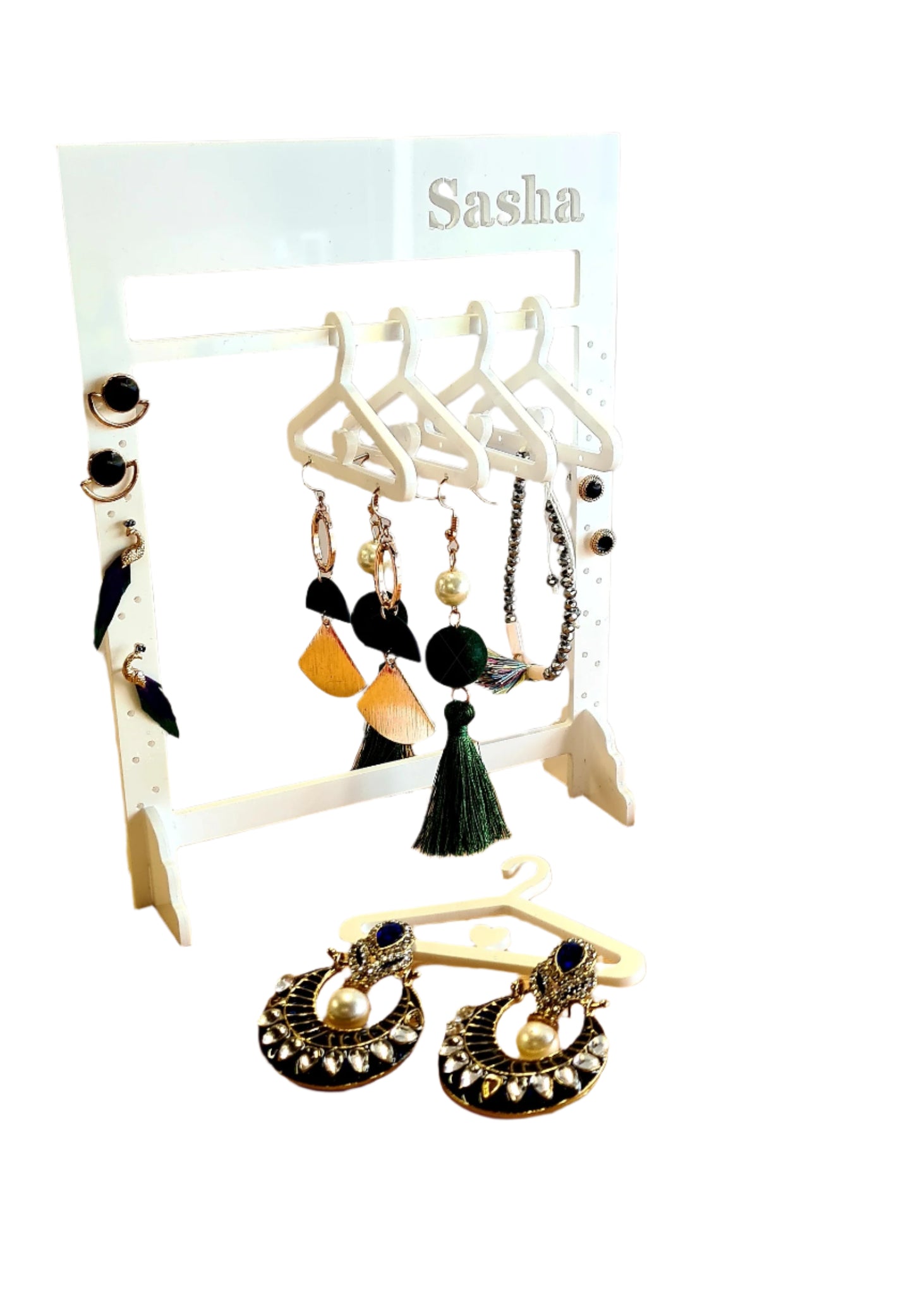 Personalised Earring Stand - Closet Style with Hangers - Etch Cetera
