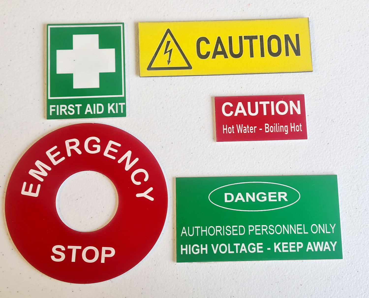 Electrical, safety labels Laser Engraved and cut by Etch Cetera in New Zealand