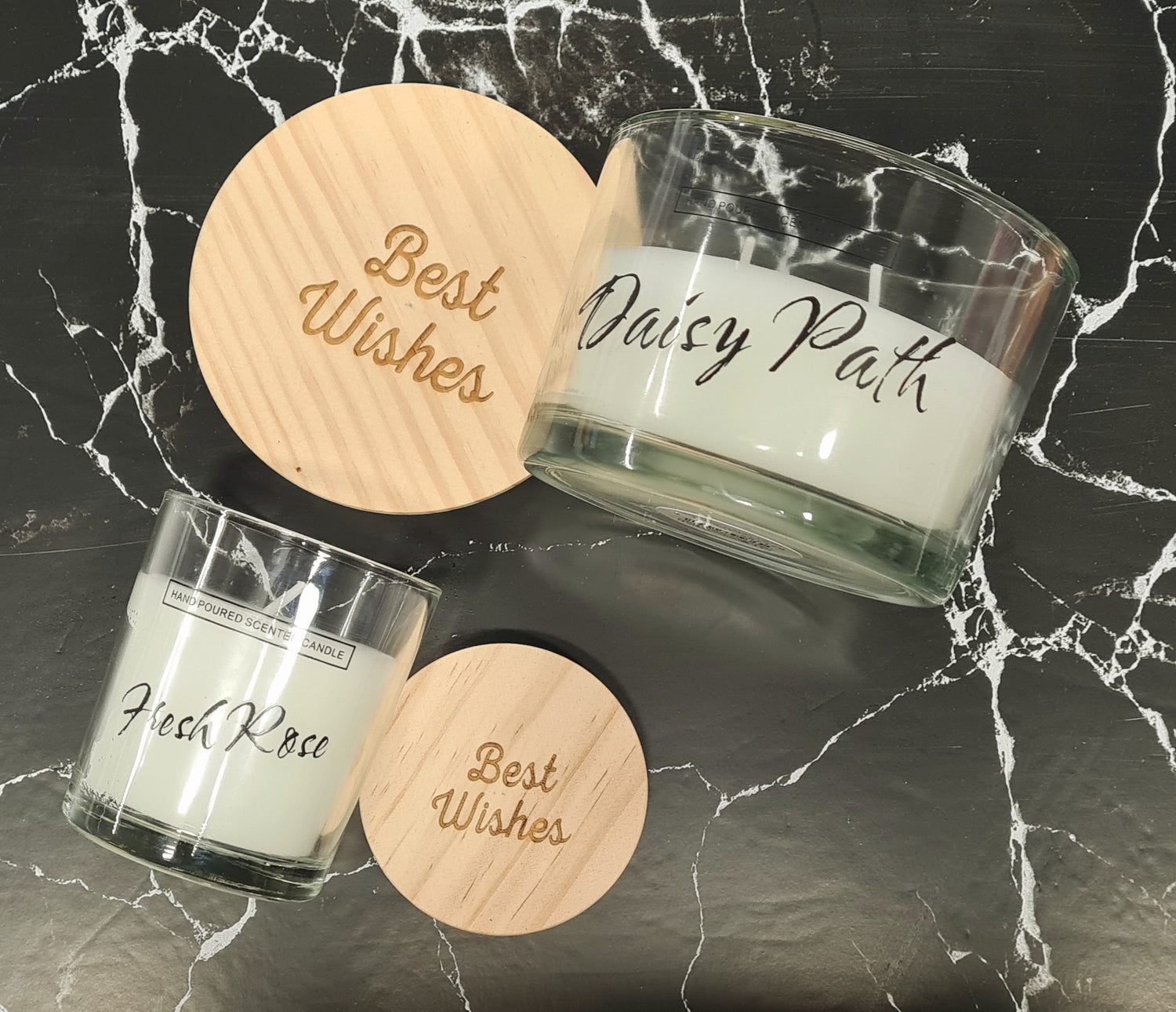 Customised engraved candles with logo