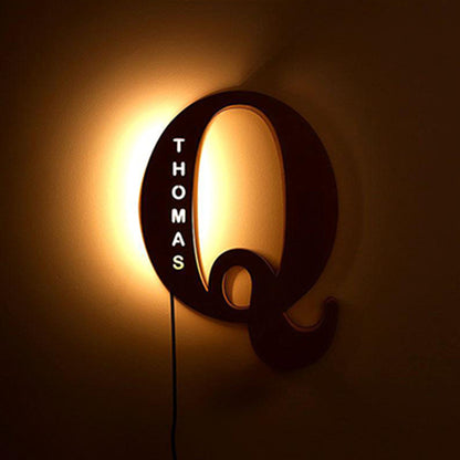 WOODEN NAME LETTER NIGHT LIGHT