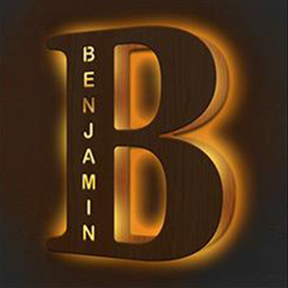 WOODEN NAME LETTER NIGHT LIGHT