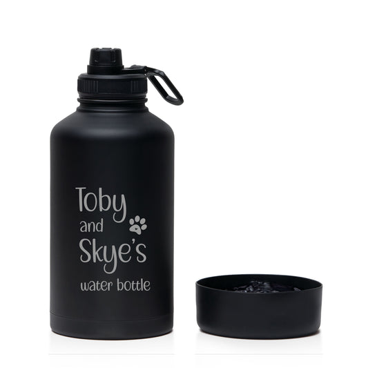 Engraved 1.9L drink bottle with pet drinking bowl