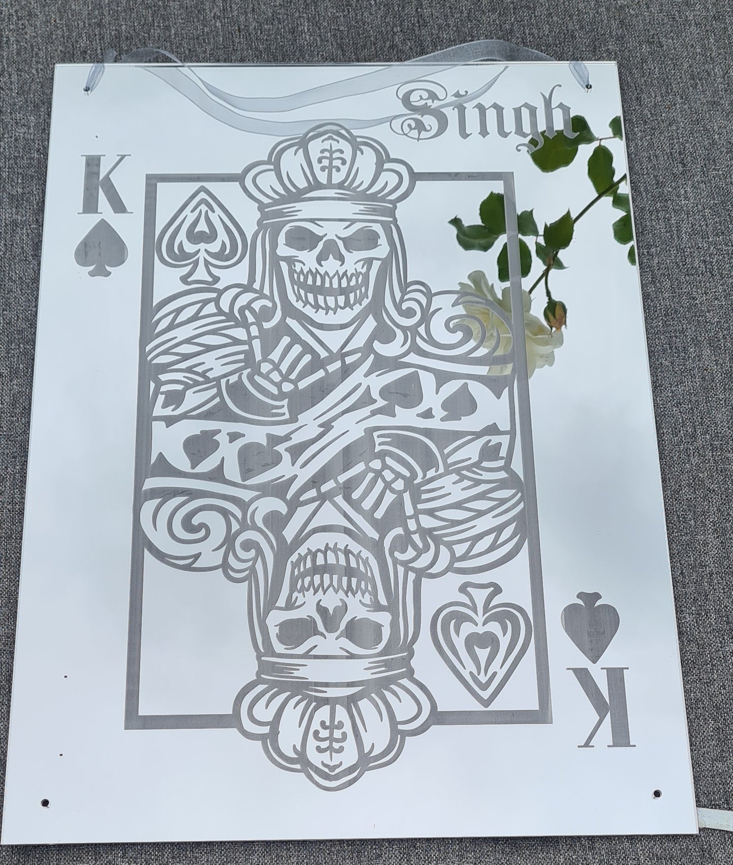 Personalised Skull King of Spades LED sign - Etch Cetera 