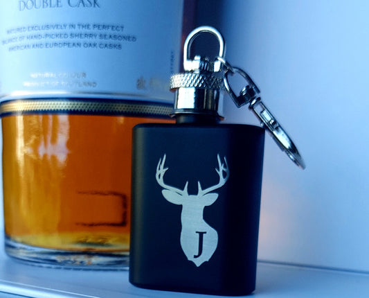 Personalised mini flask keyring - Etch Cetera 