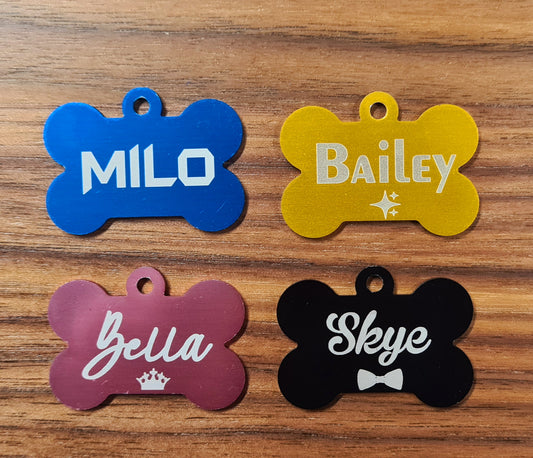 Personalised Pet ID tag - Bone shape - Etch Cetera 