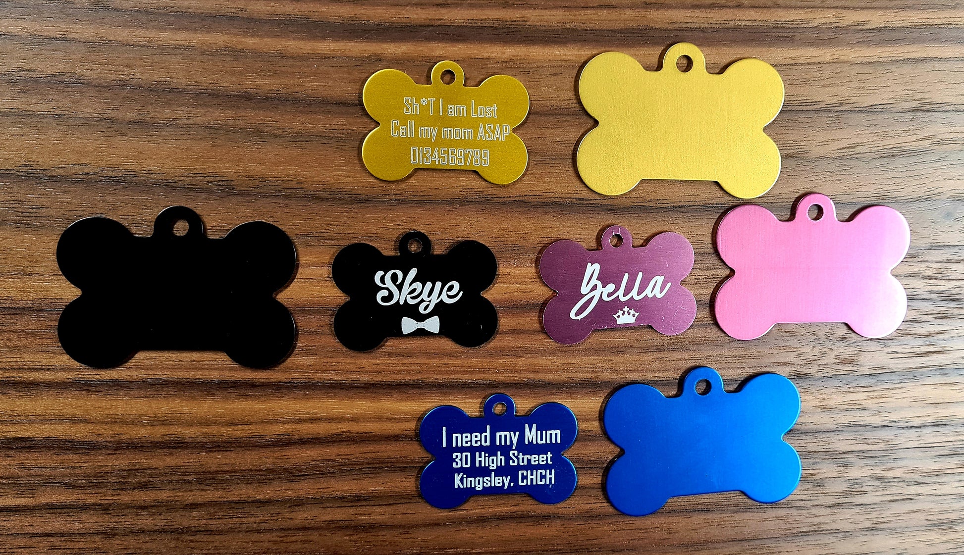 Personalised Pet ID tag - Bone shape - Etch Cetera 