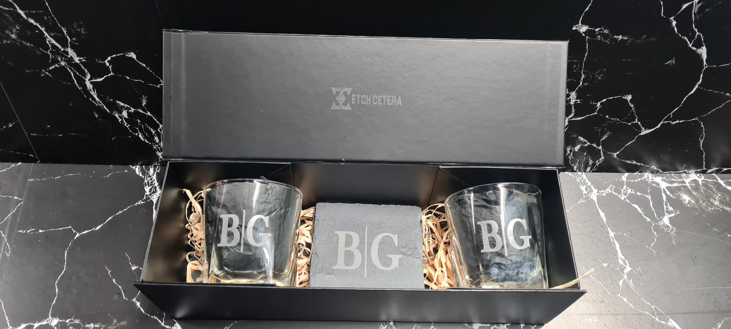 Personalised Rocks glass giftset