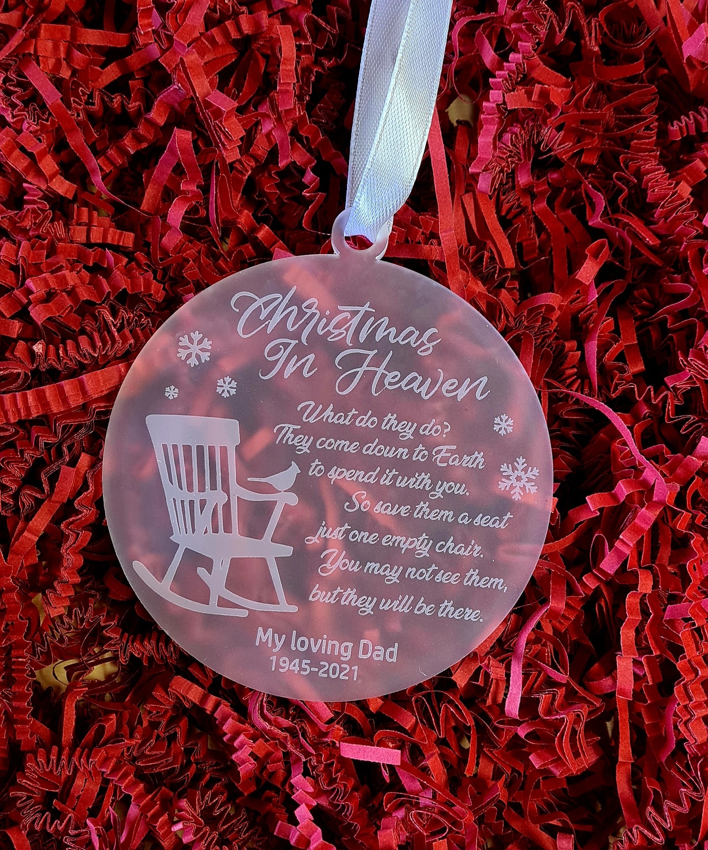 Personalised Christmas in heaven memorial tree ornament