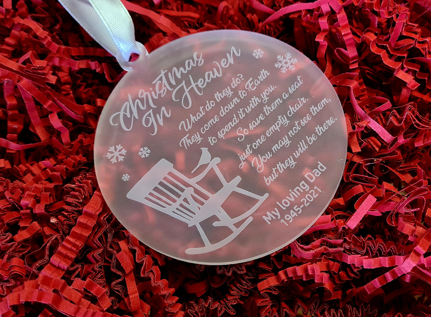 Personalised Christmas in heaven memorial tree ornament