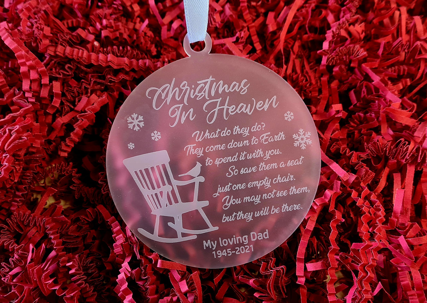 Personalised Christmas in heaven memorial tree ornament