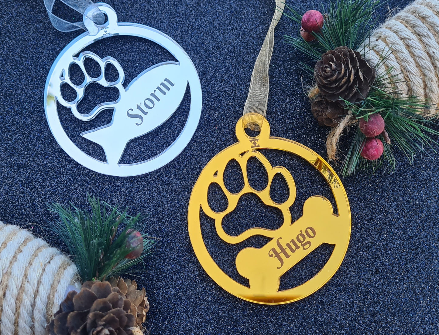 Personalised pets mirror ornaments