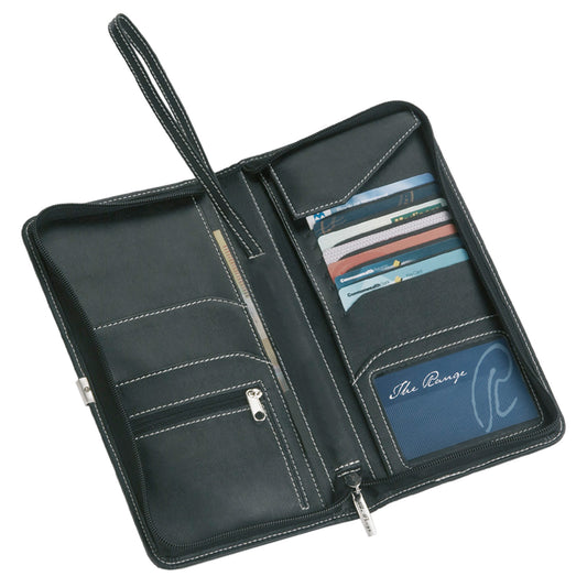 Personalised leather travel wallet