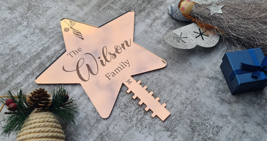 Personalised Christmas tree topper - mirror