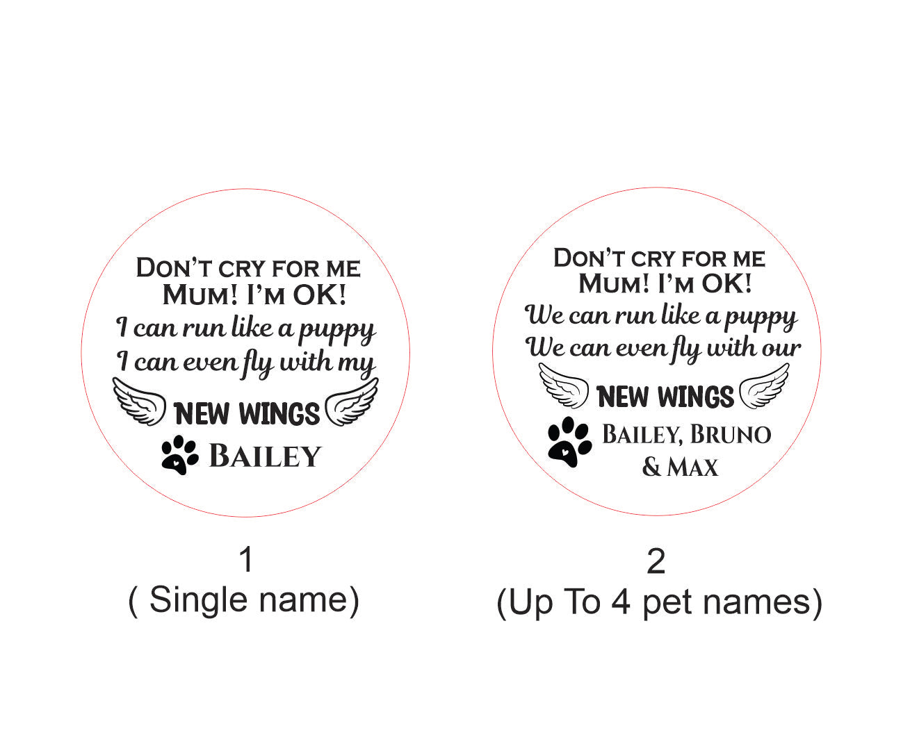 Pet loss personalised keyring