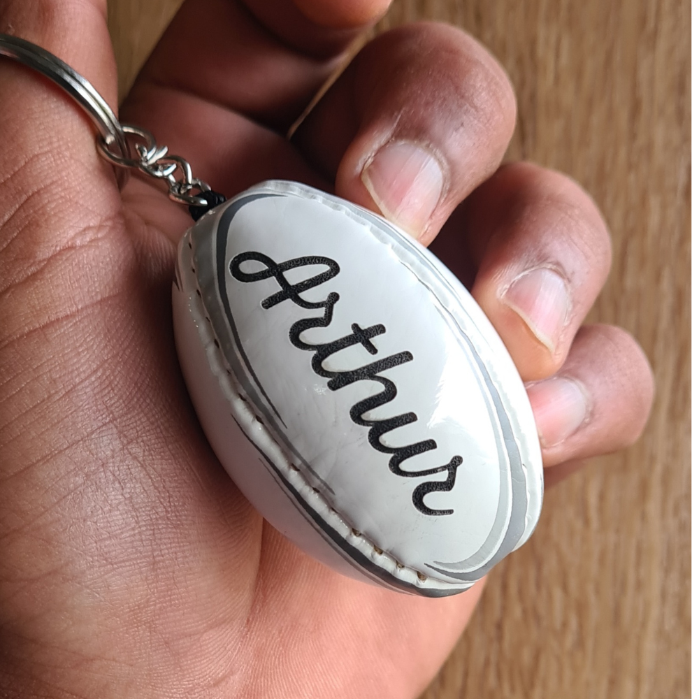 Personalised Rugby ball keyring