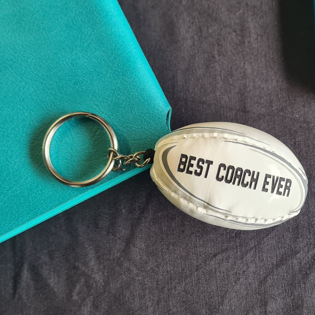 Personalised Rugby ball keyring