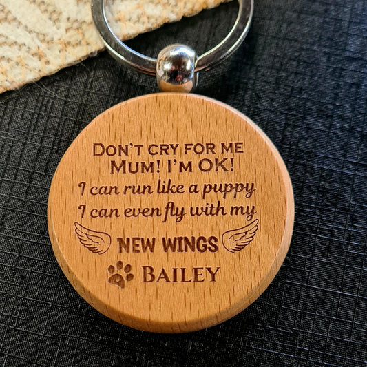 Pet loss personalised keyring