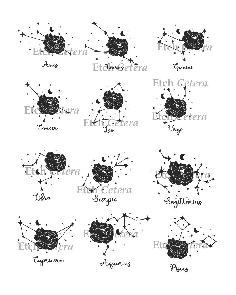 Zodiac Constellation Keyring - Etch Cetera 