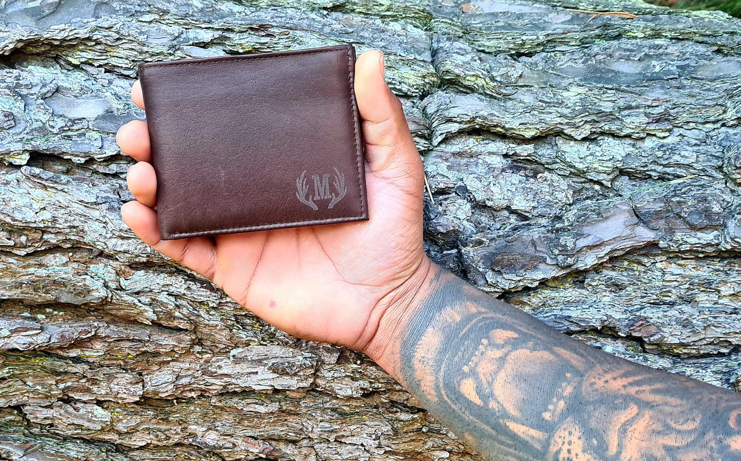 Initials engraved on wallet